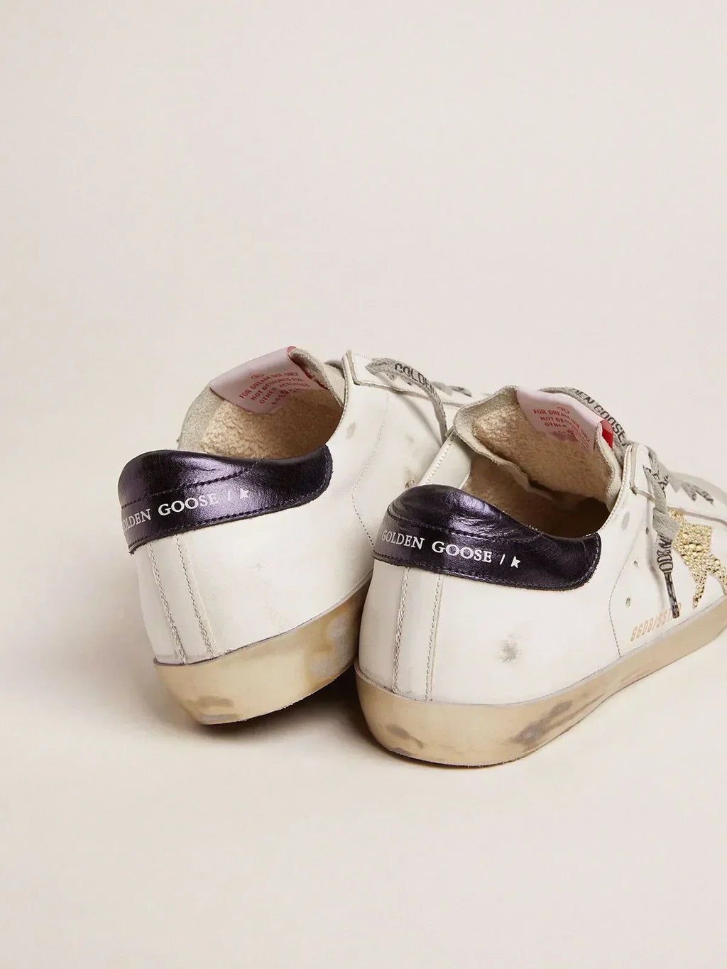 Super-Star LTD sneakers with navy-blue laminated leather heel tab and Swarovski crystal star