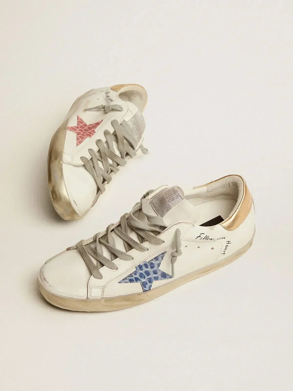 Super-Star sneakers with handwritten lettering and crocodile-print leather stars（Bargain price）