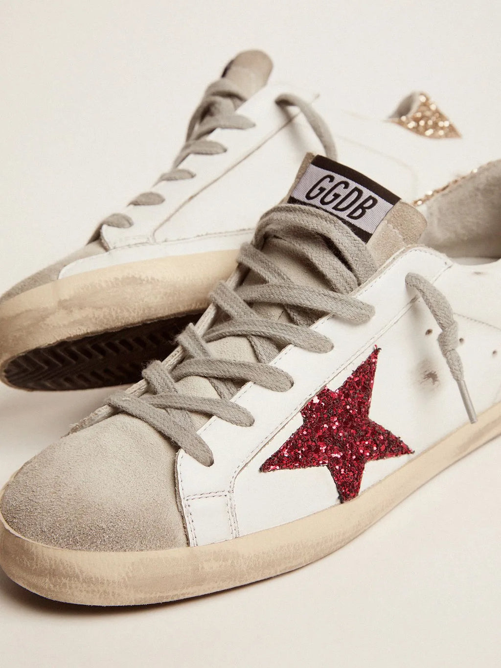 Super-Star sneakers with colored glitter star and heel tab