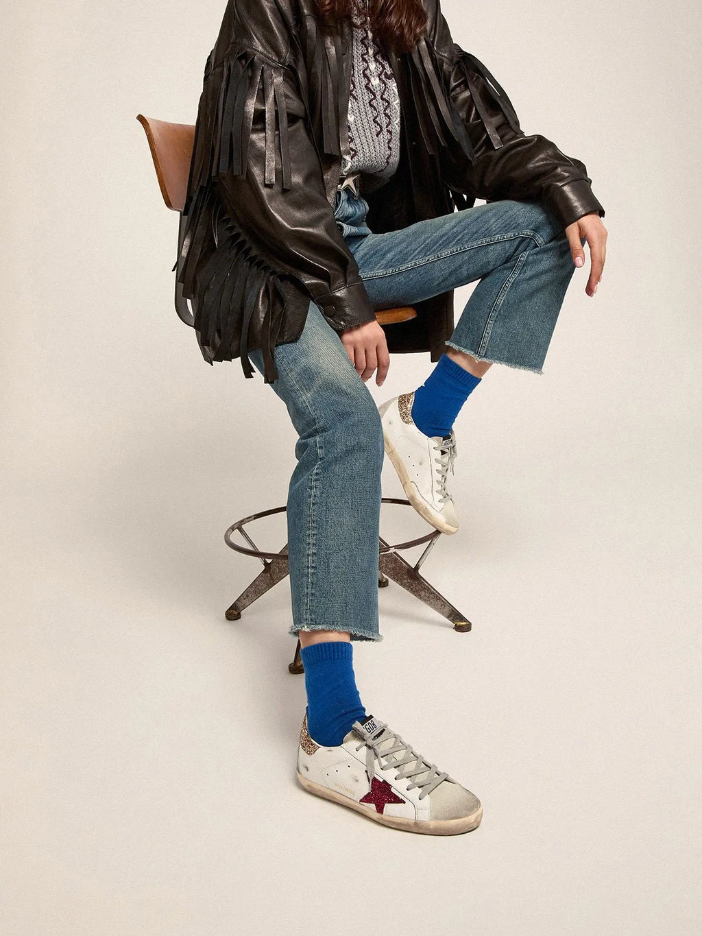 Super-Star sneakers with colored glitter star and heel tab（Bargain price）