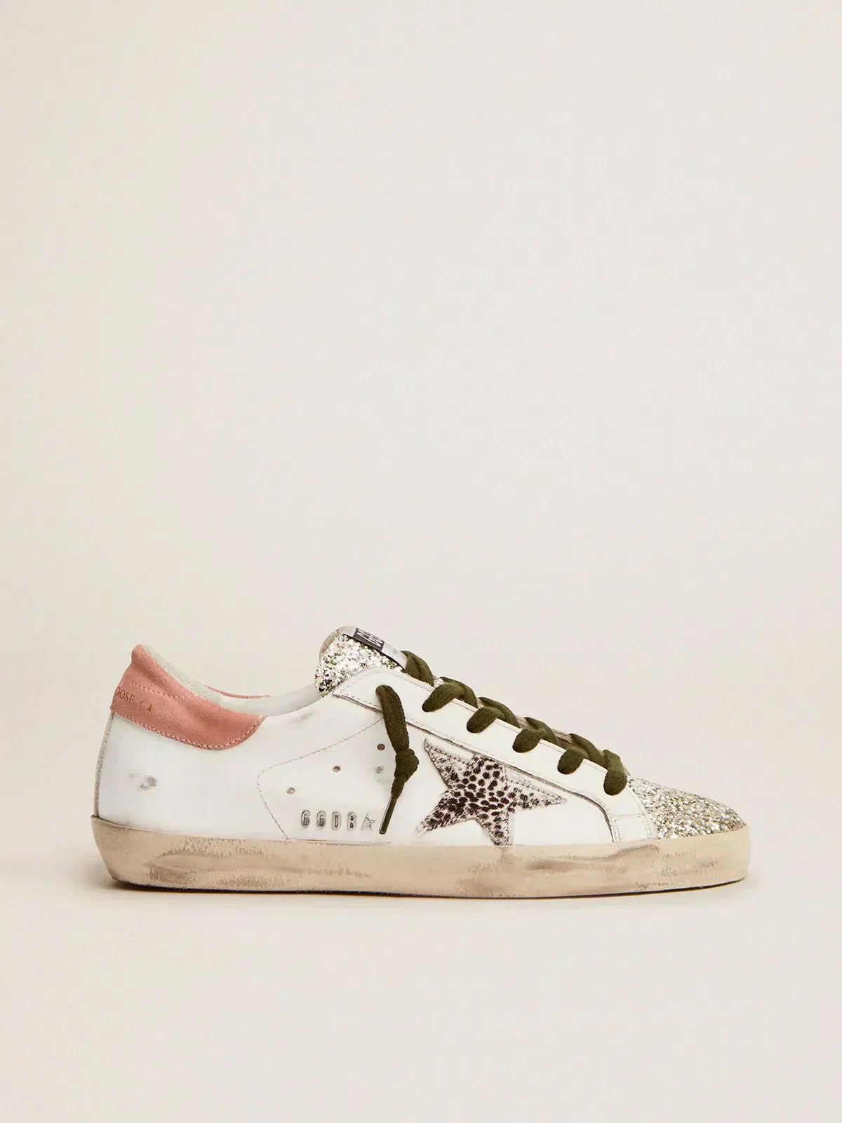 Super-Star LTD sneakers with silver glitter and animal-print pony skin star