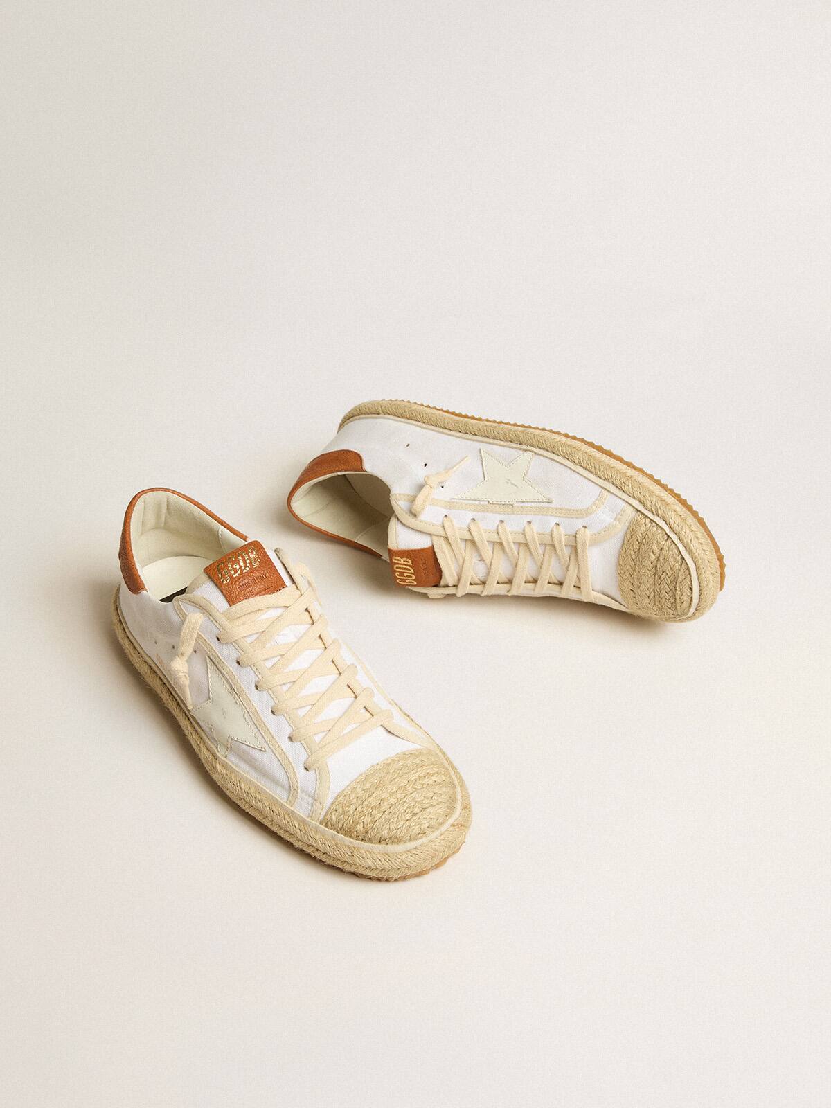 Men's Super-Star LTD in canvas with white leather star and raffia toe