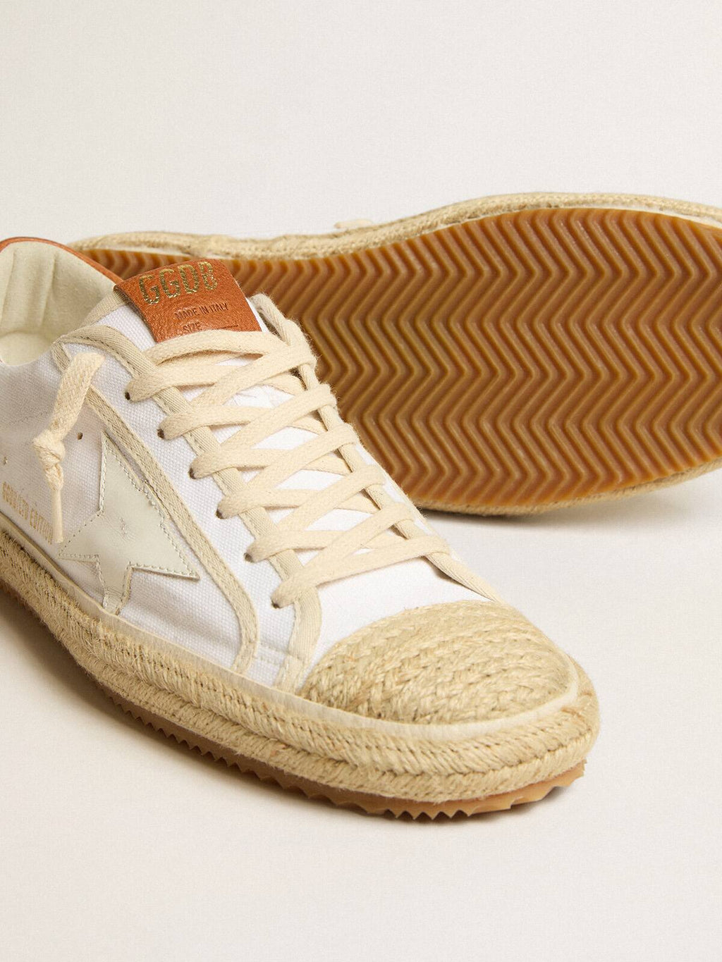 Men's Super-Star LTD in canvas with white leather star and raffia toe