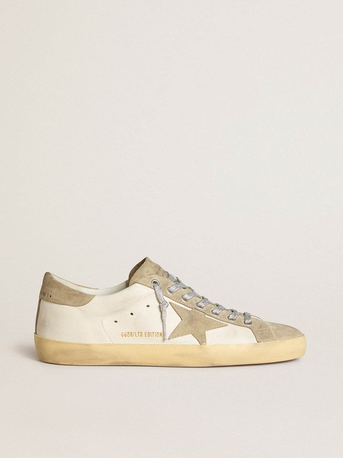 Men's Super-Star in nappa with ice-gray suede star and black embroidery