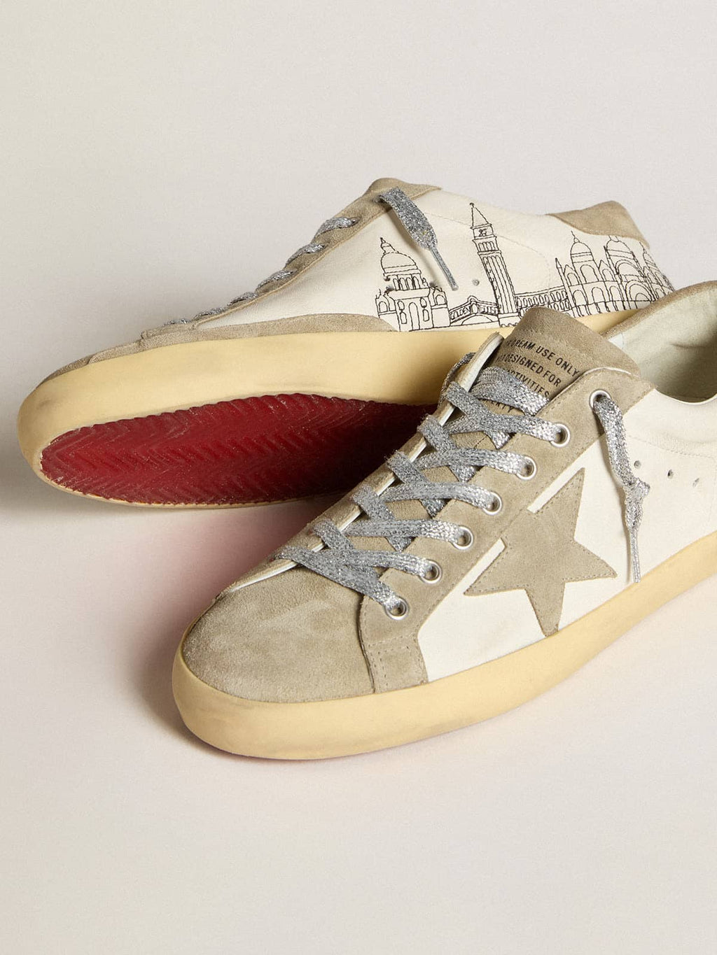 Men's Super-Star in nappa with ice-gray suede star and black embroidery