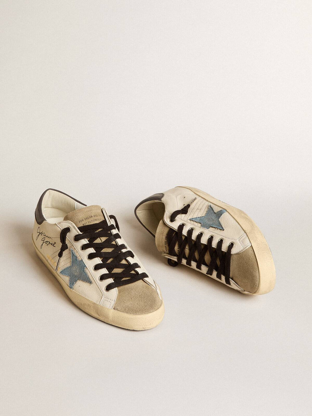 Men's Super-Star LTD in nappa with denim star and gray leather heel tab