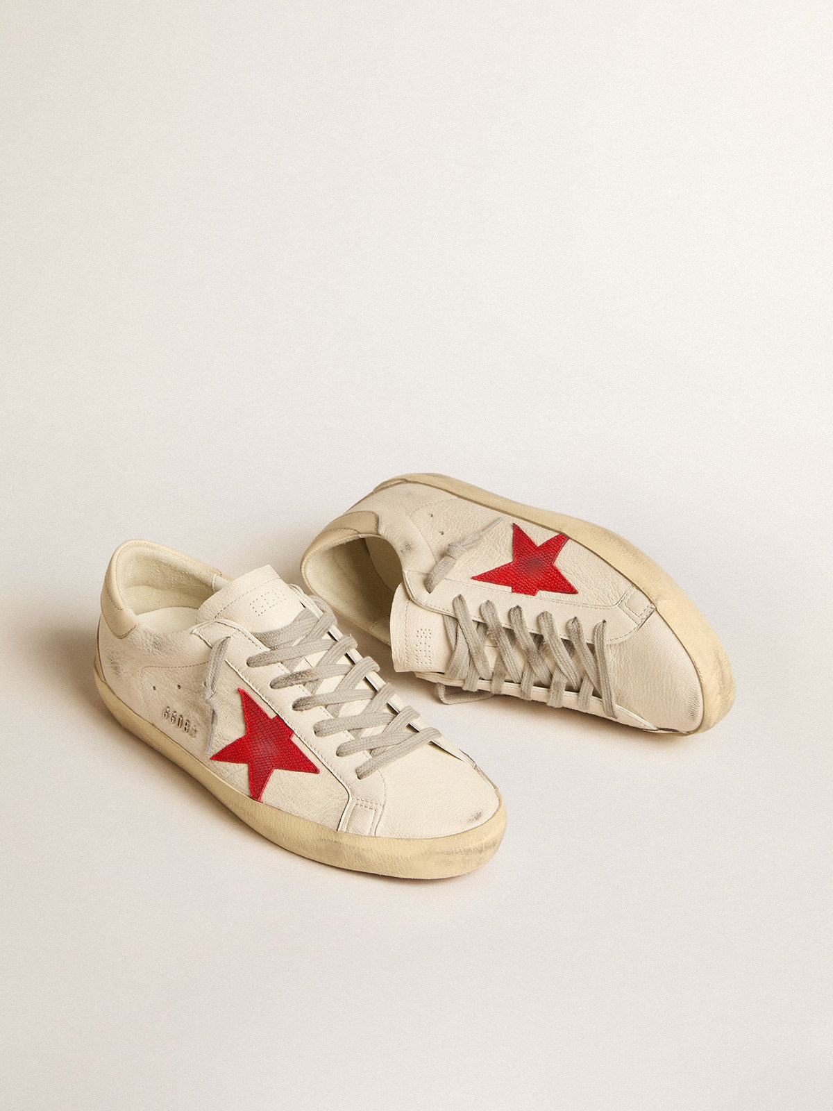 Super-Star in nappa with red star and cream leather heel tab