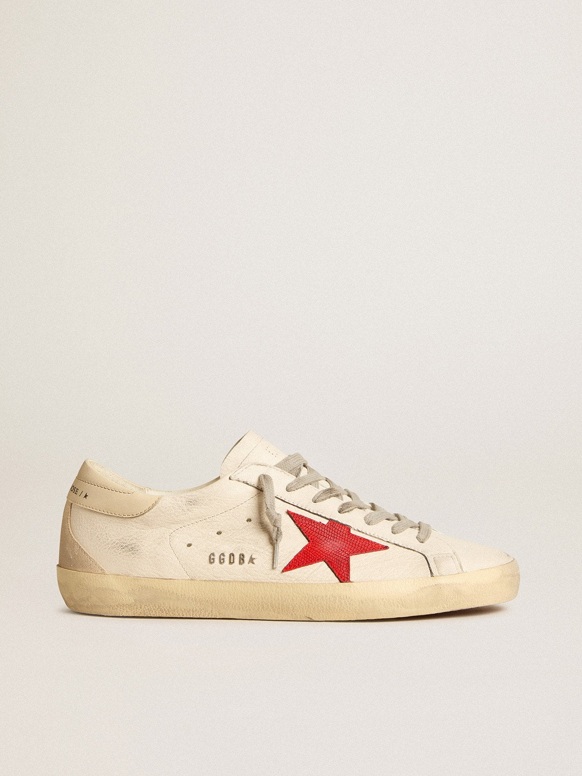 Super-Star in nappa with red star and cream leather heel tab