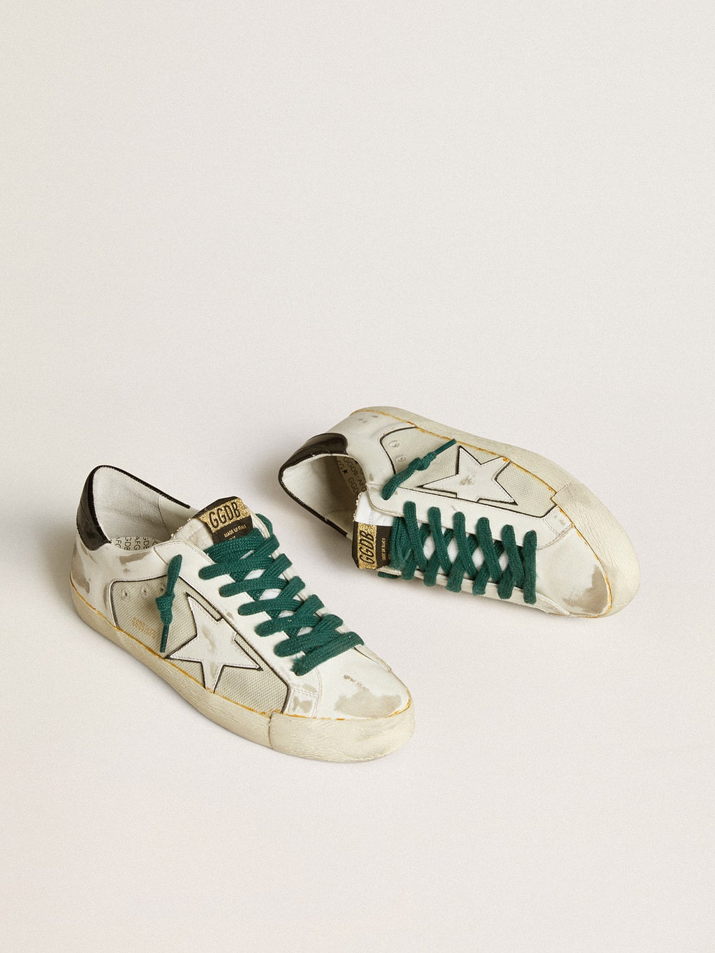 Men's Super-Star LAB in white leather with white star and black heel tab