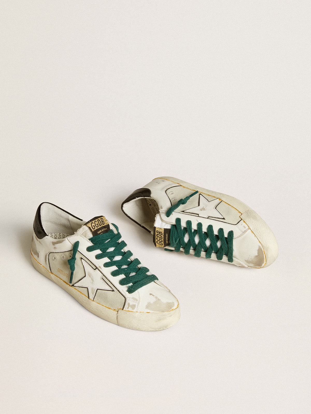 Men's Super-Star LAB in white leather with white star and black heel tab