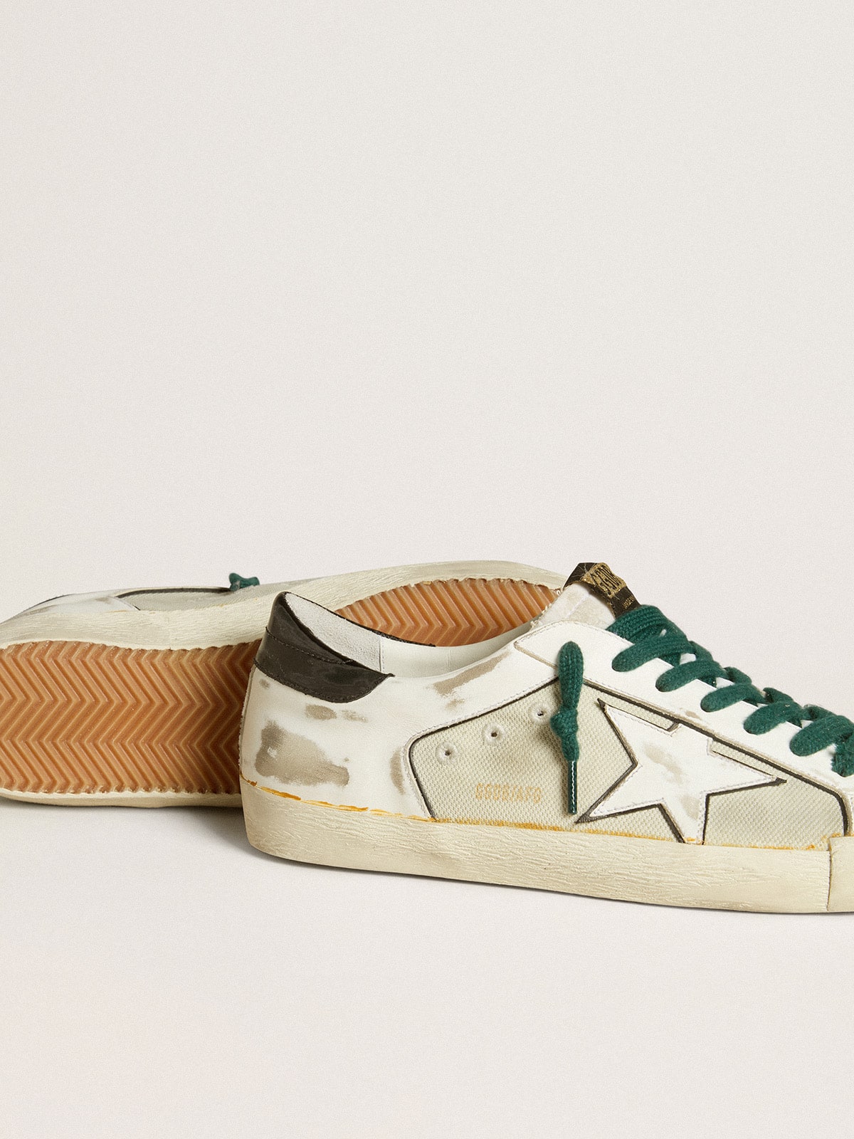 Men's Super-Star LAB in white leather with white star and black heel tab