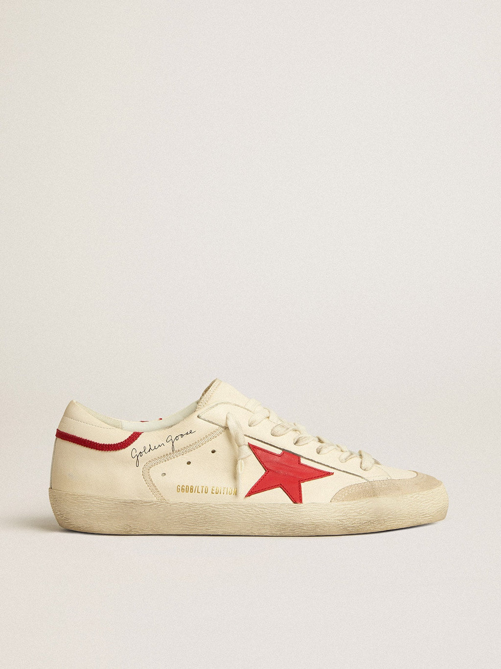 Men's Super-Star LTD in nappa with red leather star and pearl suede toe