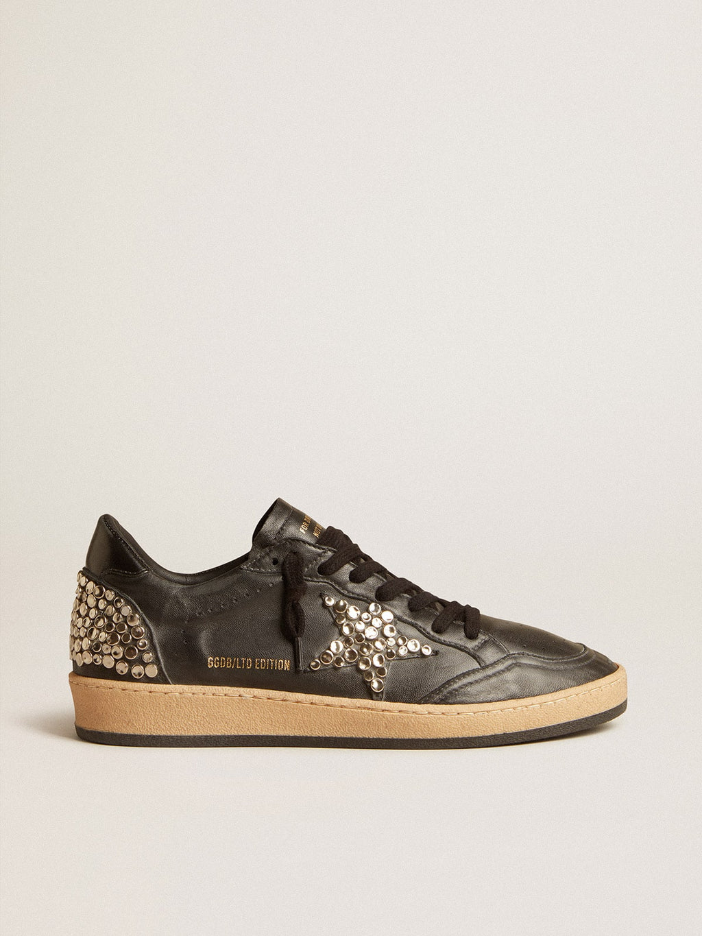 Men's Ball Star LAB in black nappa with studded black leather star