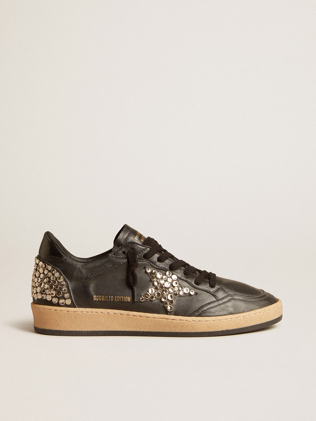 Men's Ball Star LAB in black nappa with studded black leather star