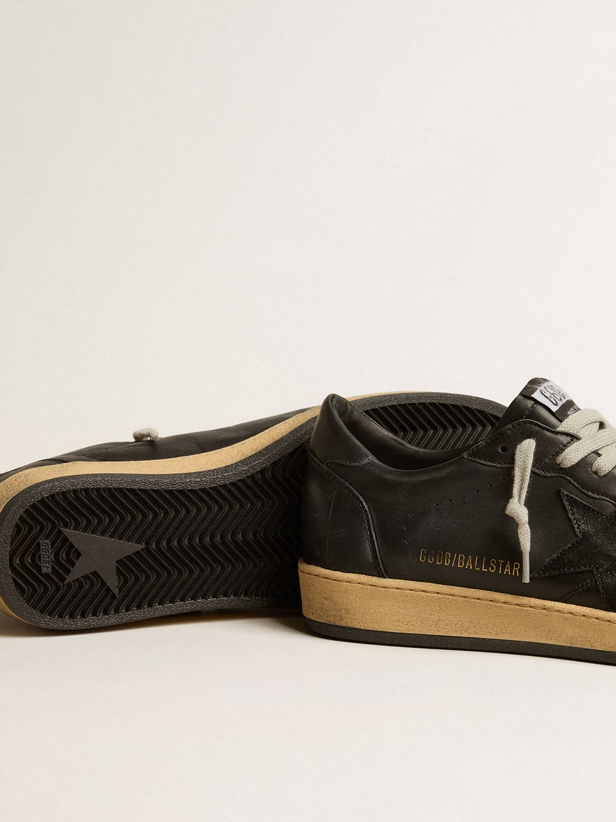 Men's Ball Star in black nappa with suede star and nappa heel tab