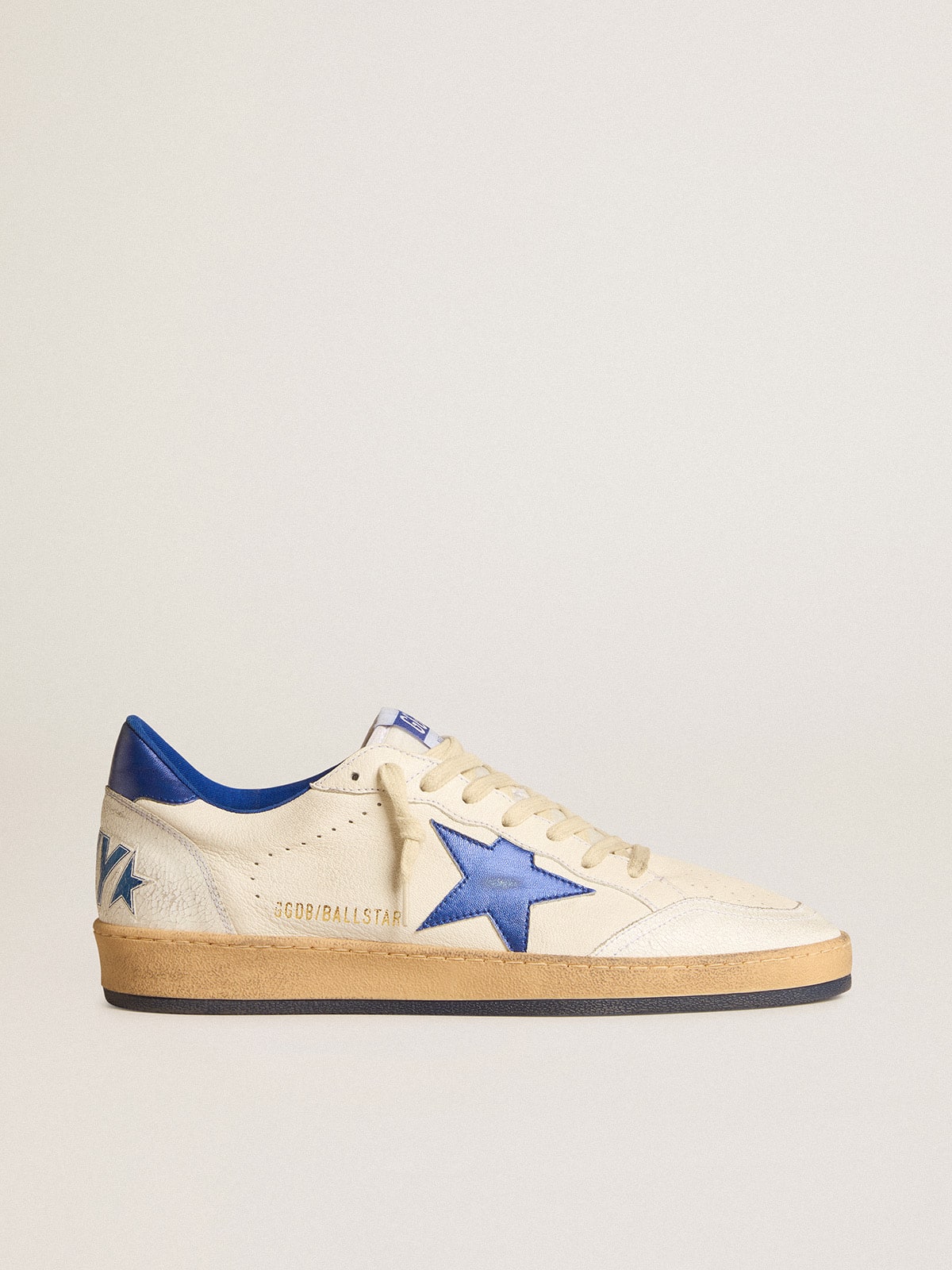 Men's Ball Star Wishes in white nappa leather with a bright blue star and heel tab