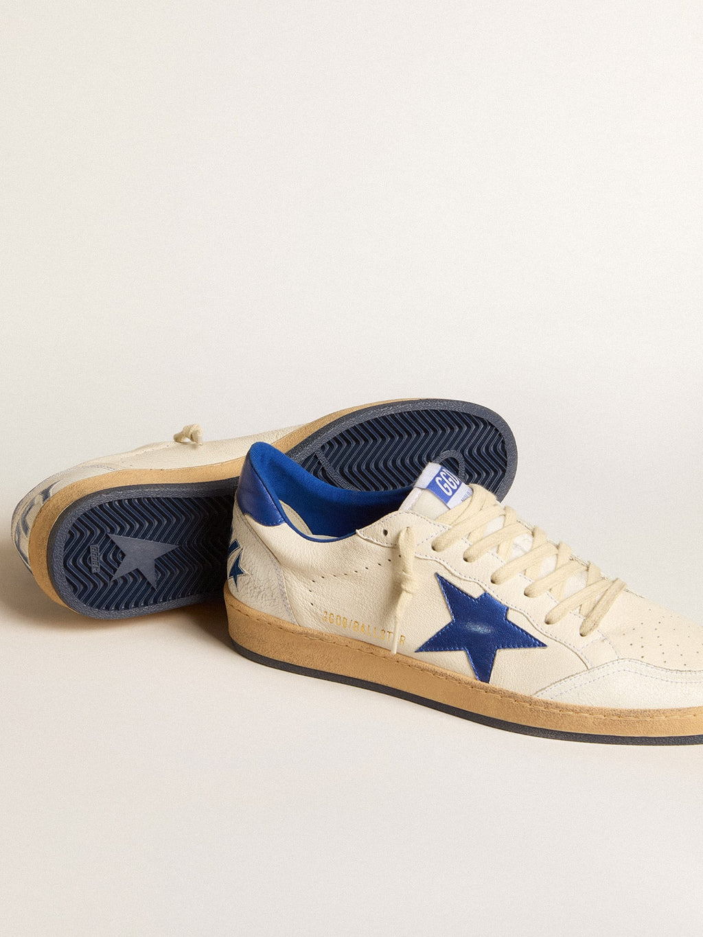 Men's Ball Star Wishes in white nappa leather with a bright blue star and heel tab