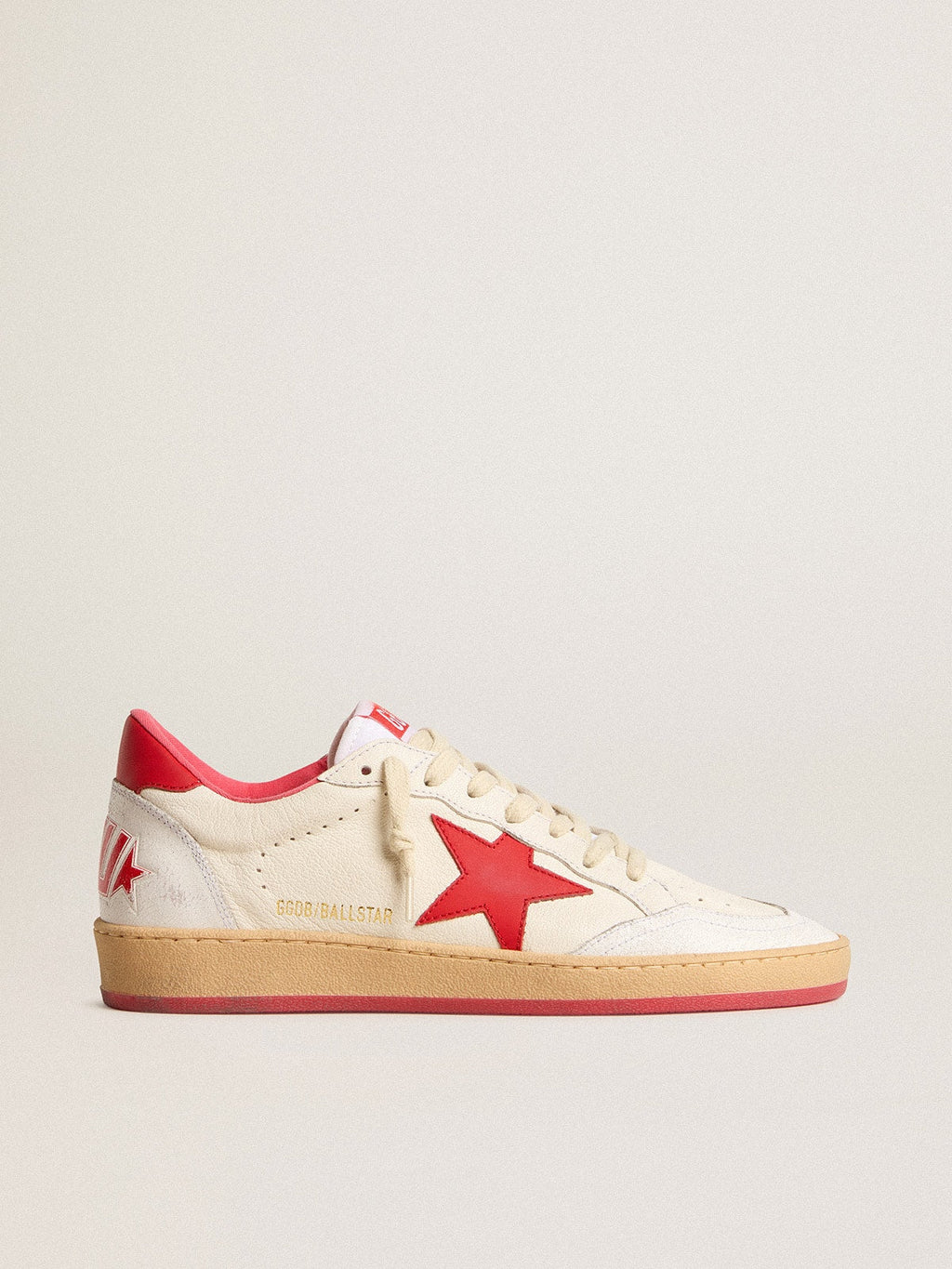 Men's Ball Star Wishes in white leather with a red star and heel tab