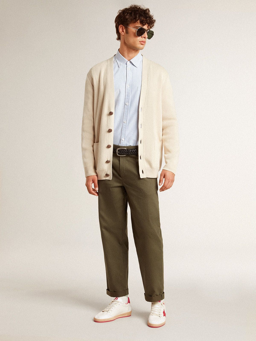 Men's Ball Star Wishes in white leather with a red star and heel tab