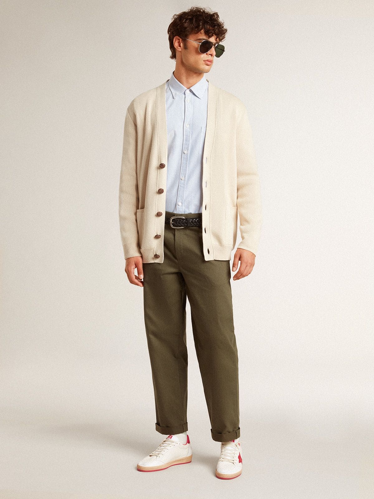 Men's Ball Star Wishes in white leather with a red star and heel tab