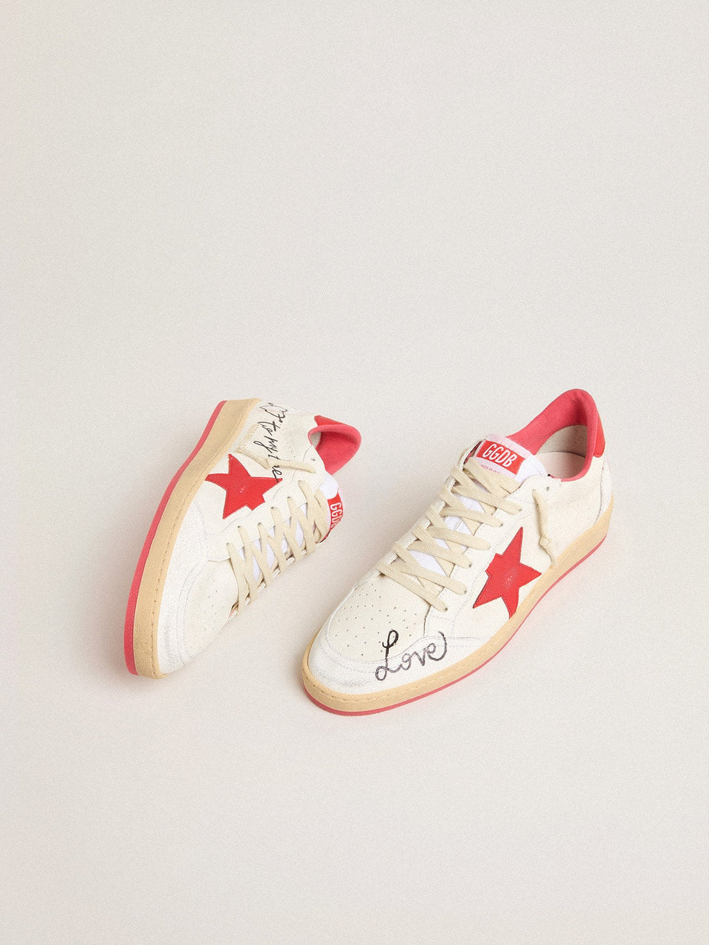 Men's Ball Star Wishes in white leather with a red star and heel tab
