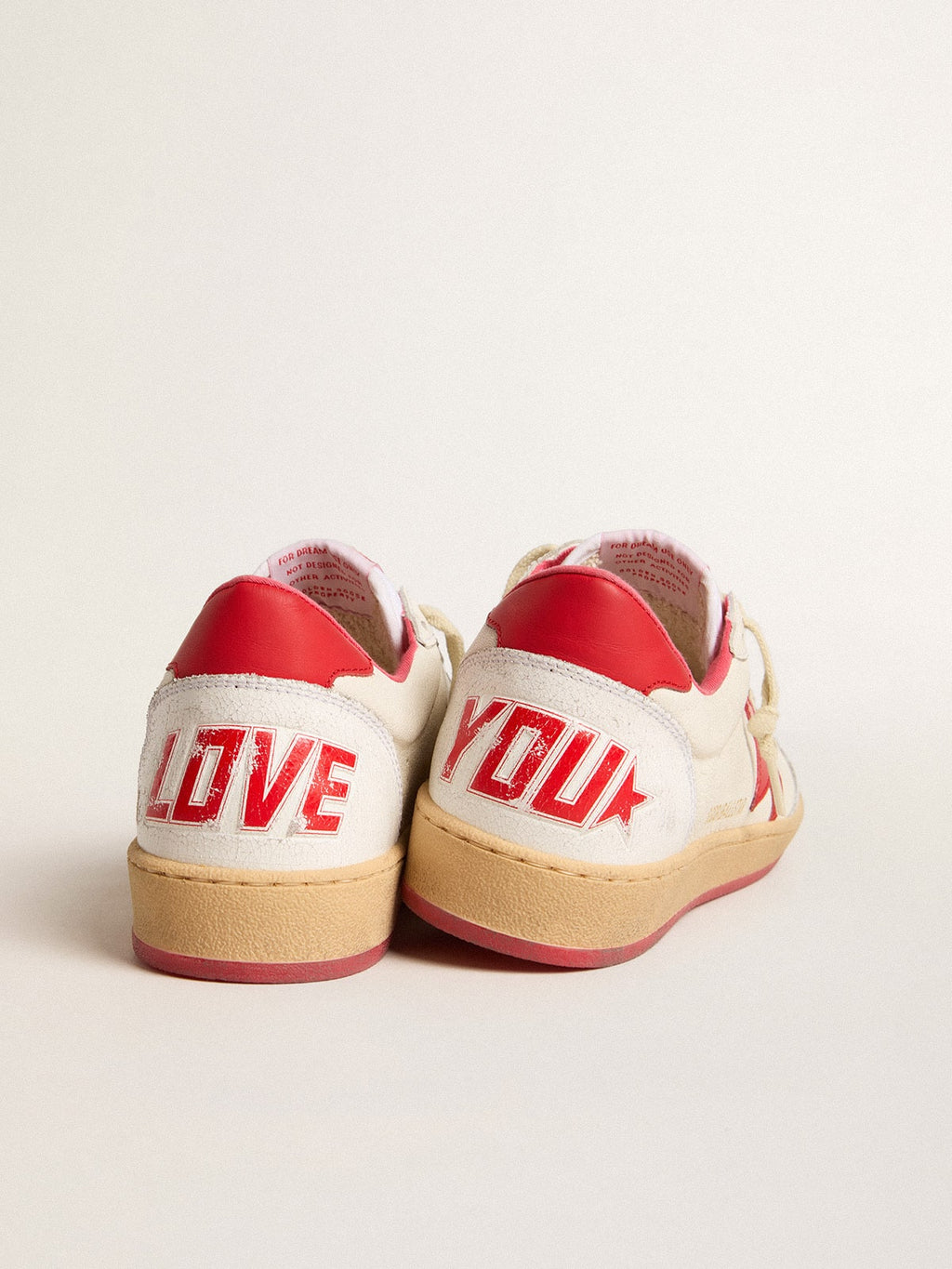 Men's Ball Star Wishes in white leather with a red star and heel tab