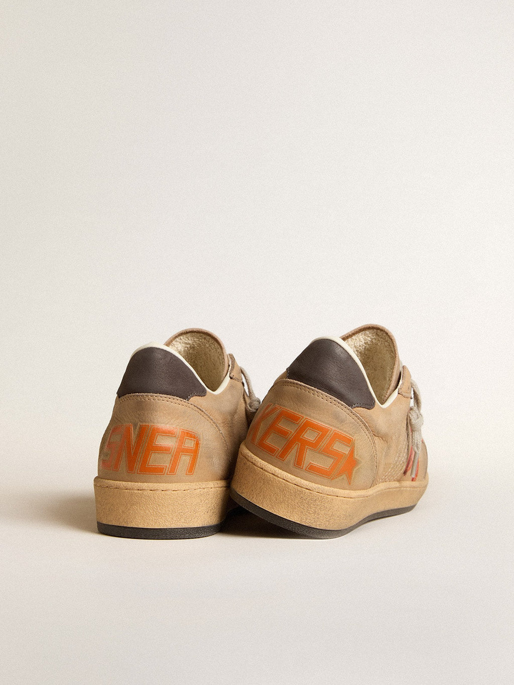 Ball Star in beige nubuck with croc-print leather star and nubuck heel tab