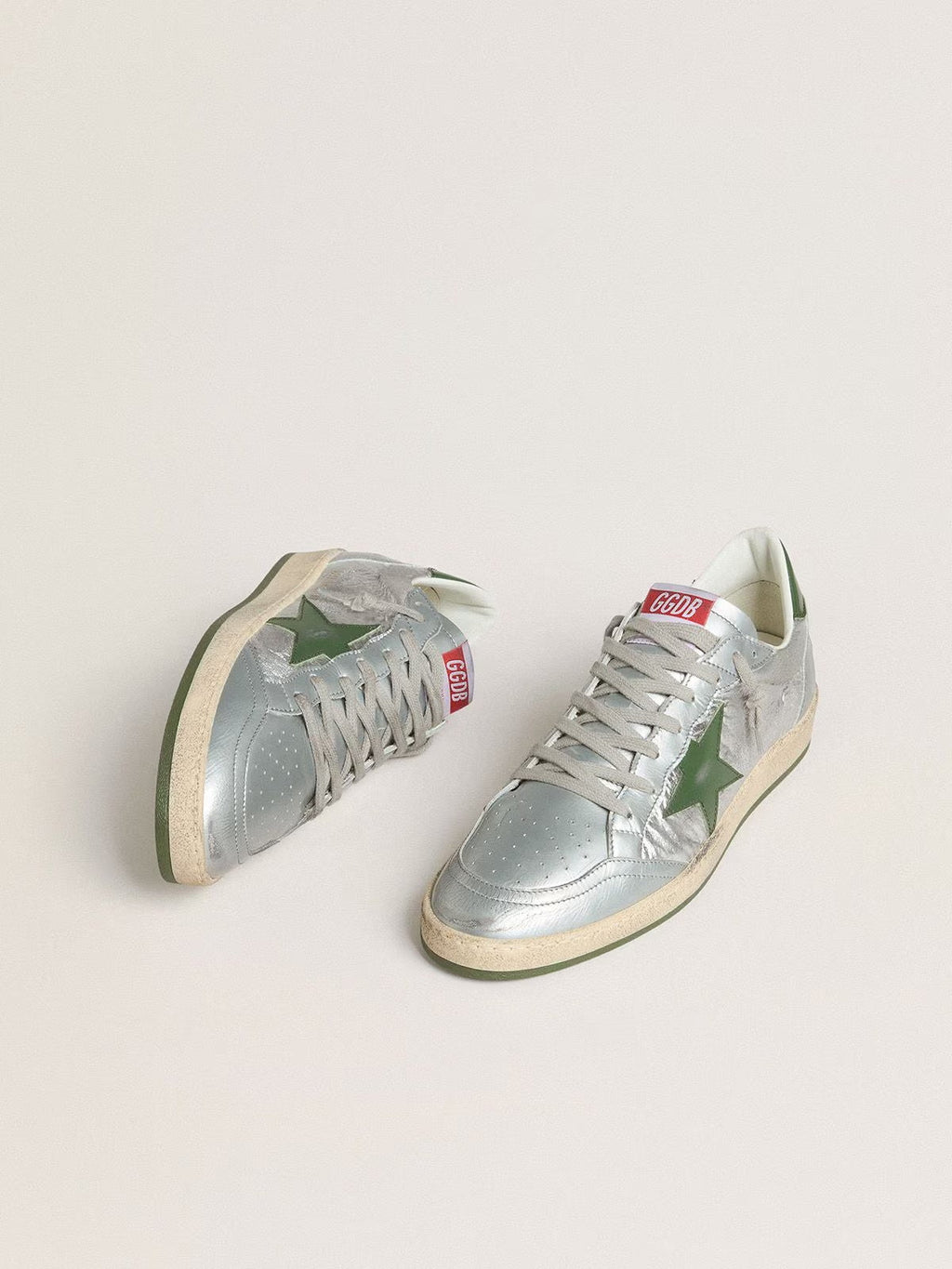 Men's Ball Star in silver nylon with green leather star and heel tab