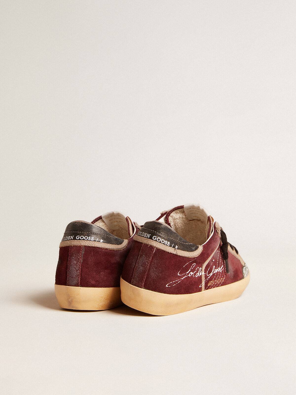 Men's Super-Star Penstar LAB in burgundy suede with perforated star