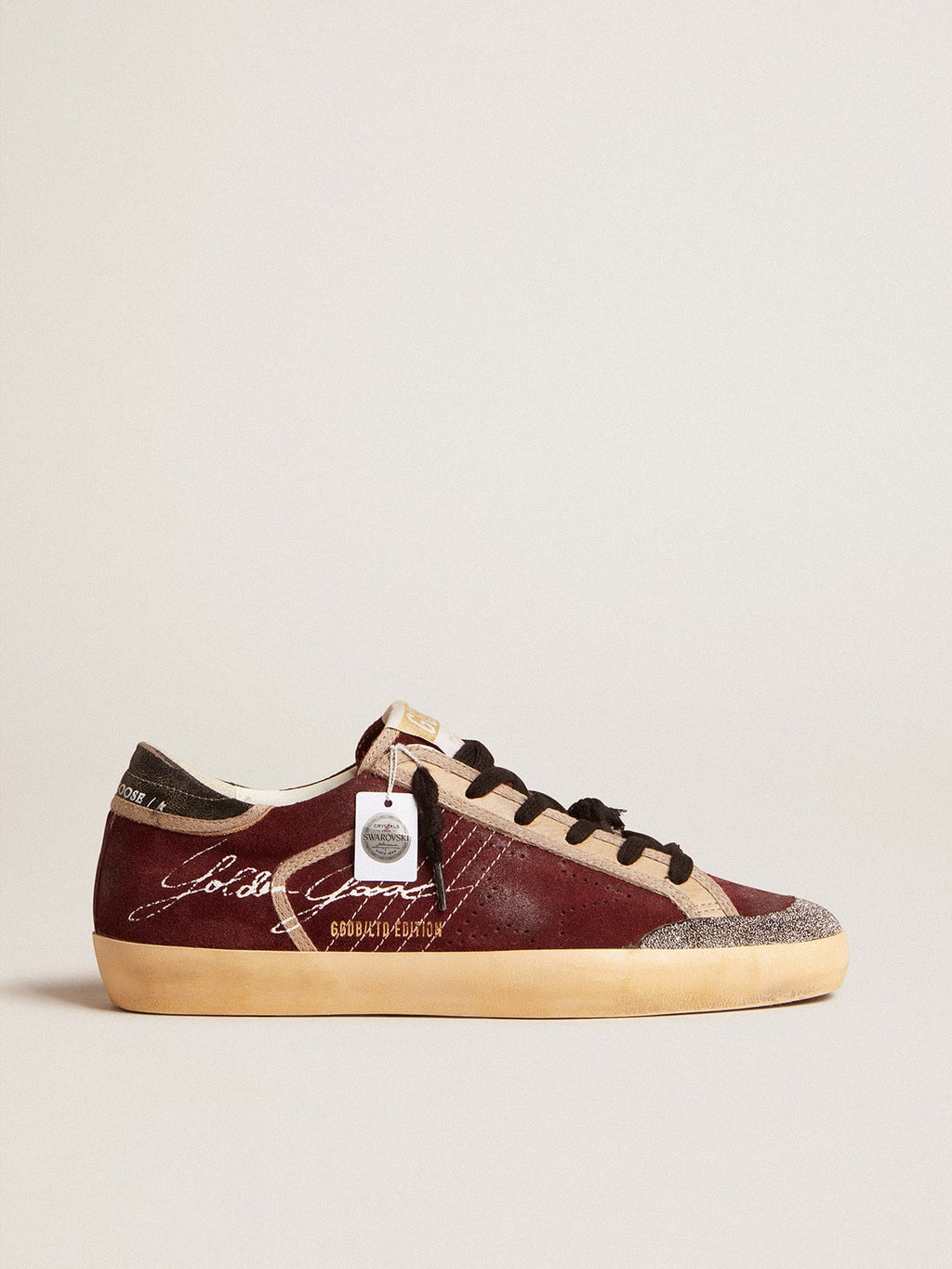 Men's Super-Star Penstar LAB in burgundy suede with perforated star