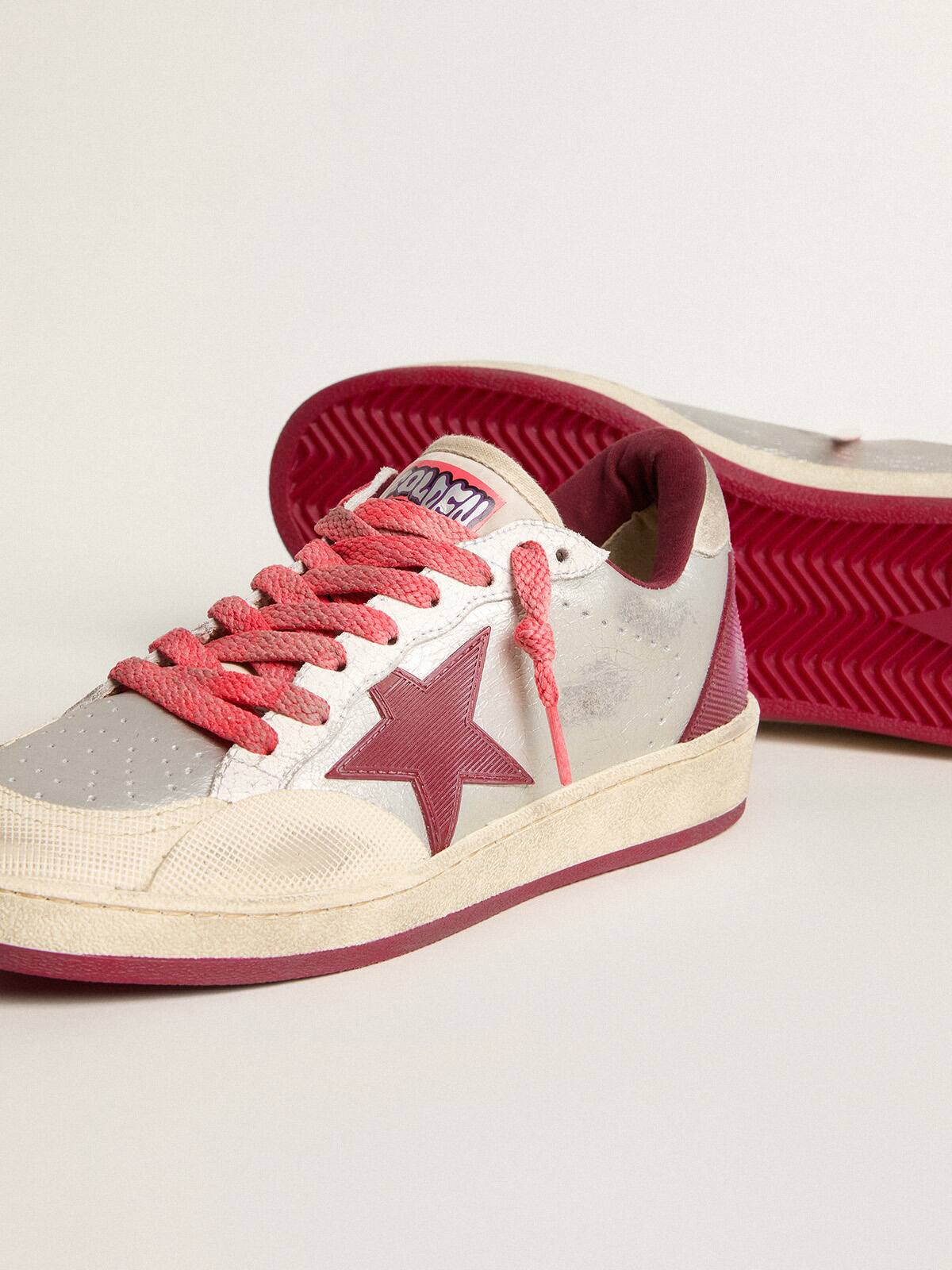 Men's Ball Star Pro in silver crackle leather with burgundy star