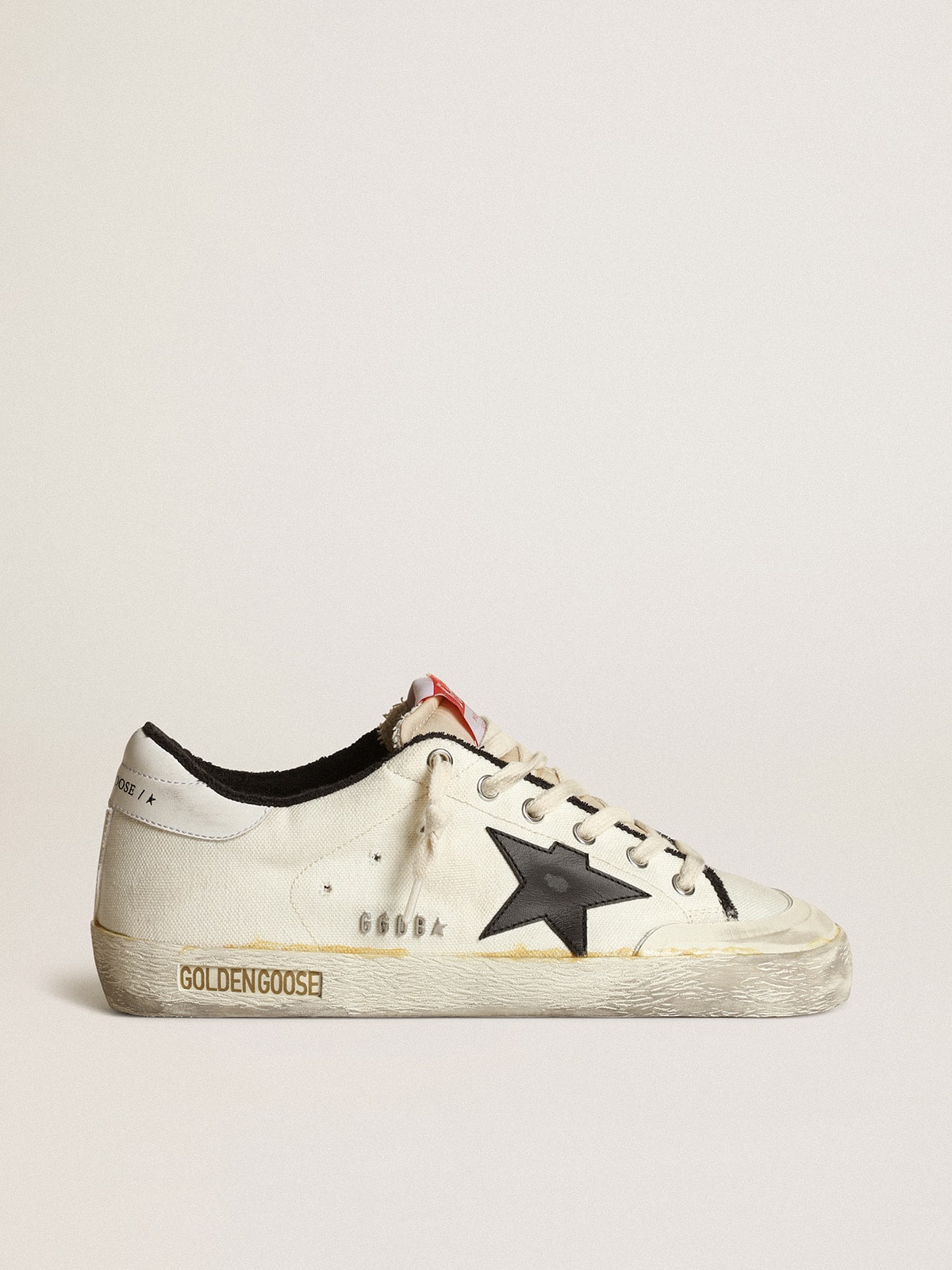Men's Super-Star LTD in beige canvas with black star