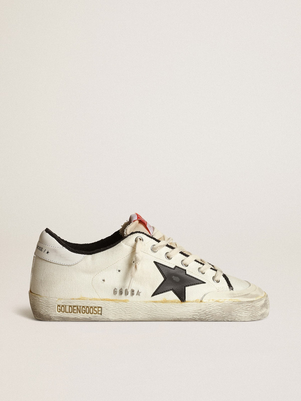 Men's Super-Star LTD in beige canvas with black star
