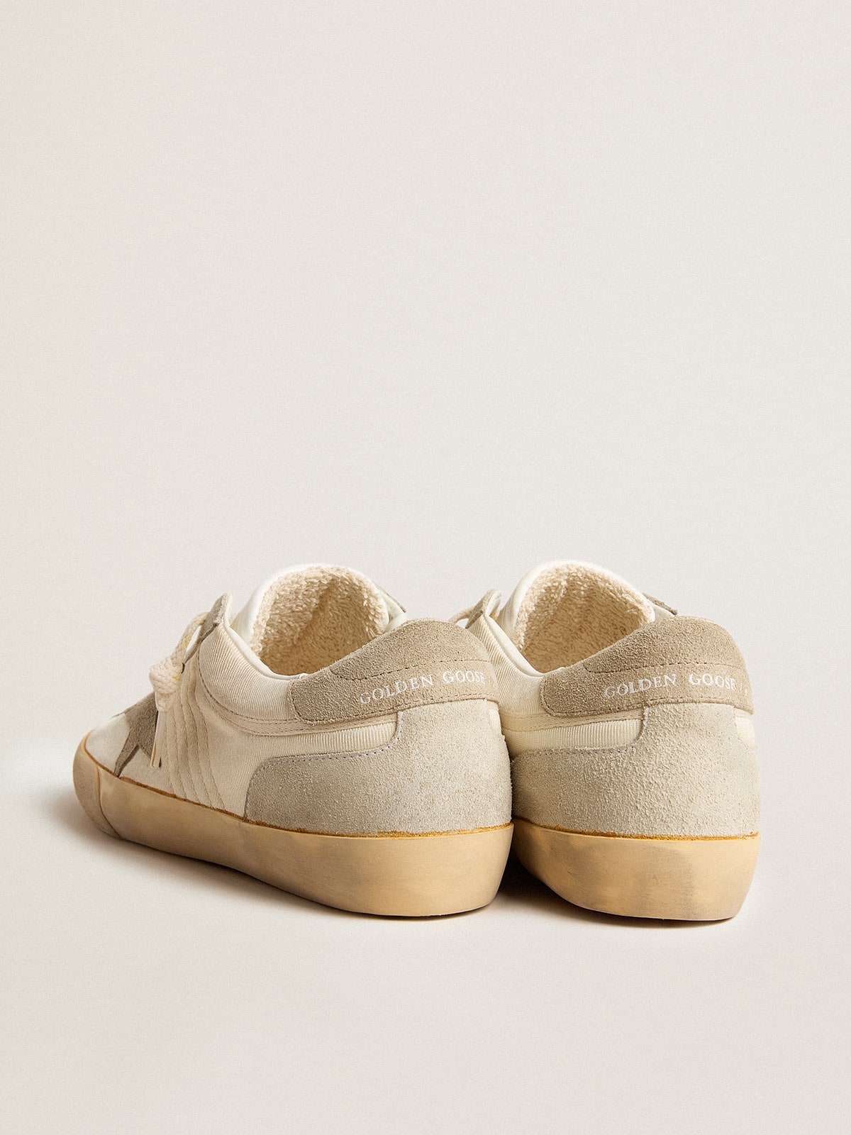 Men's Super-Star LAB in nylon with dove-gray star and ice-gray suede inserts