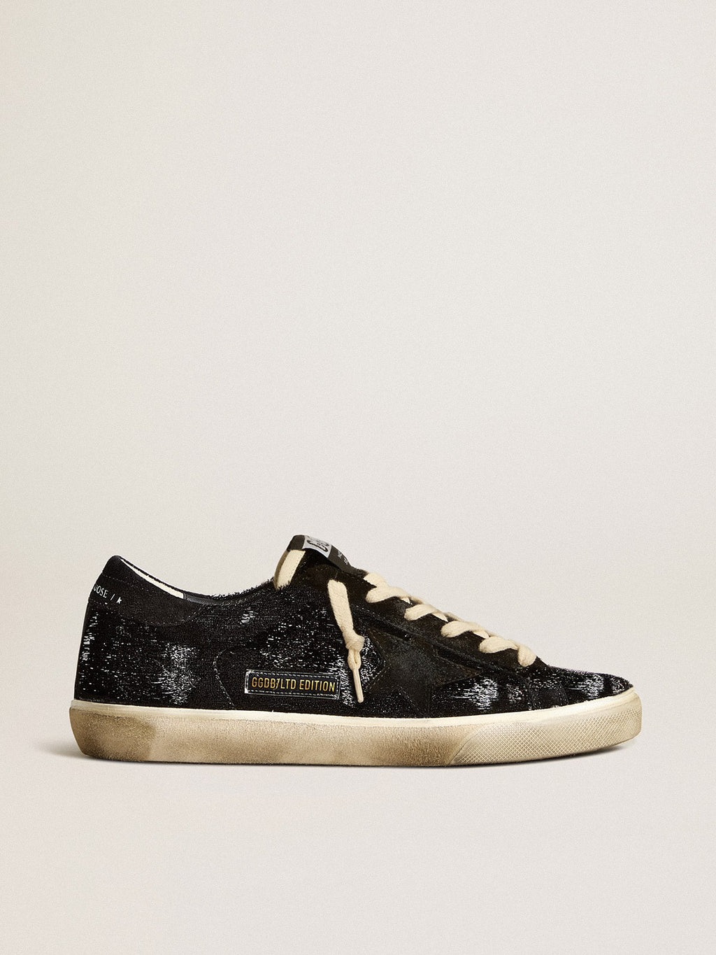 Men's Super-Star in black velvet and suede with black suede star