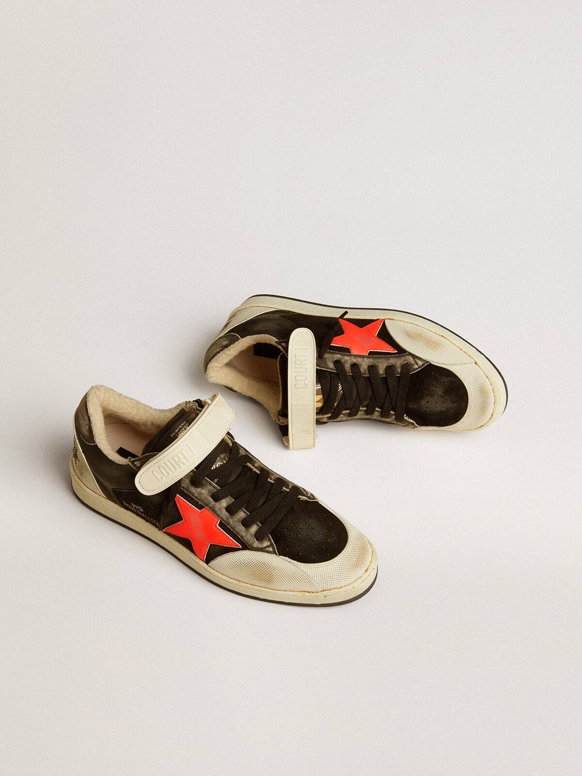 Ball Star Pro in black suede with neon orange star
