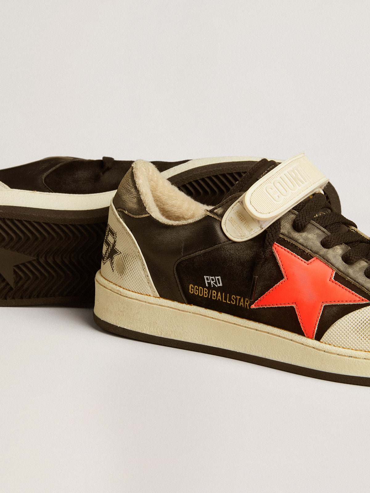 Ball Star Pro in black suede with neon orange star