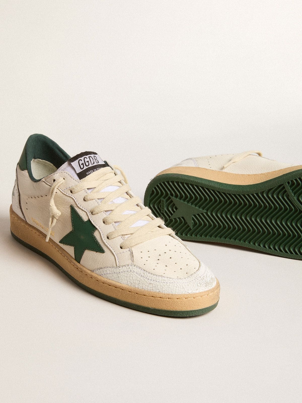 Women's Ball Star Wishes in white nappa leather with green leather star and heel tab