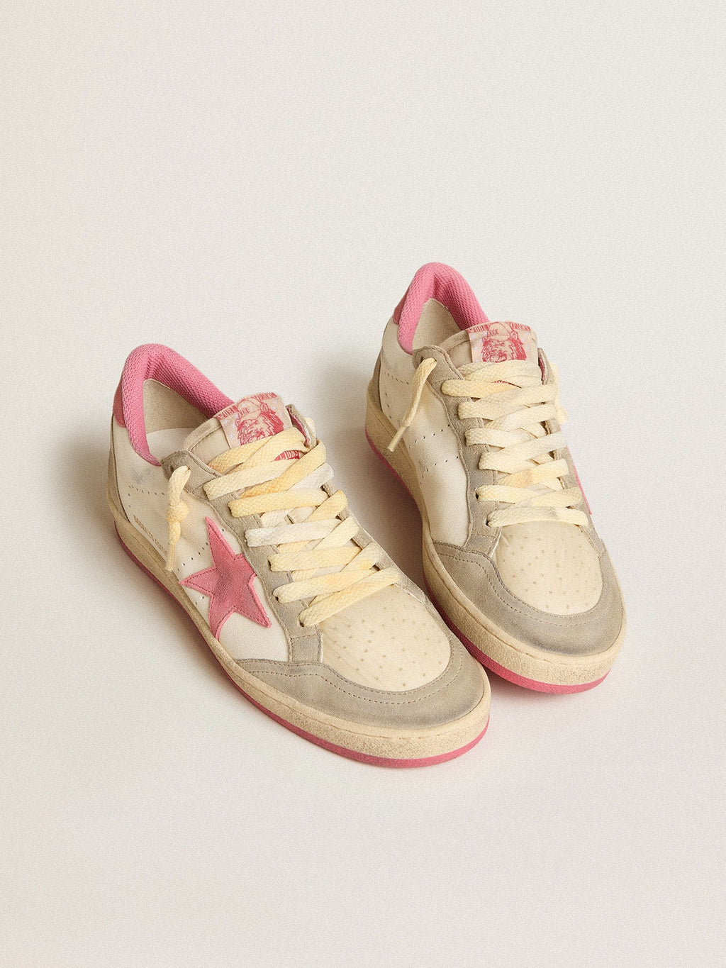 Women's Ball Star LTD in nappa with pink suede star and dove-gray inserts