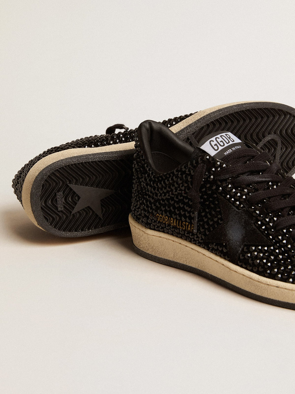 Ball Star in suede with black Swarovski crystals and black suede star
