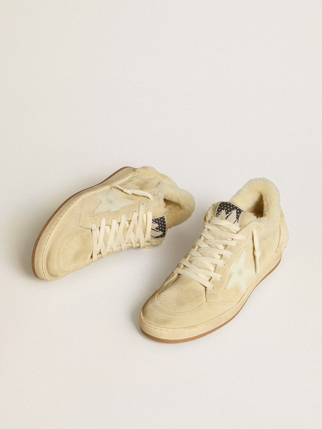 Ball Star LTD in suede and shearling with white patent leather star