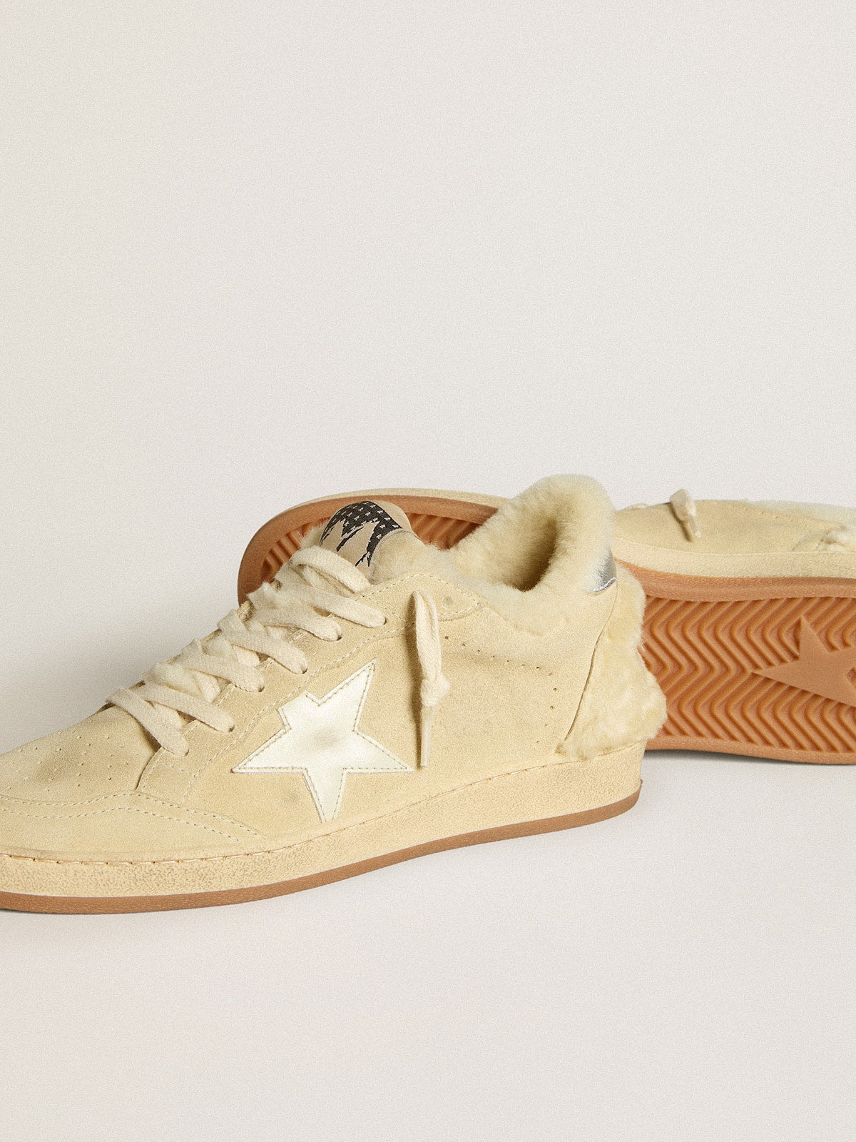 Ball Star LTD in suede and shearling with white patent leather star