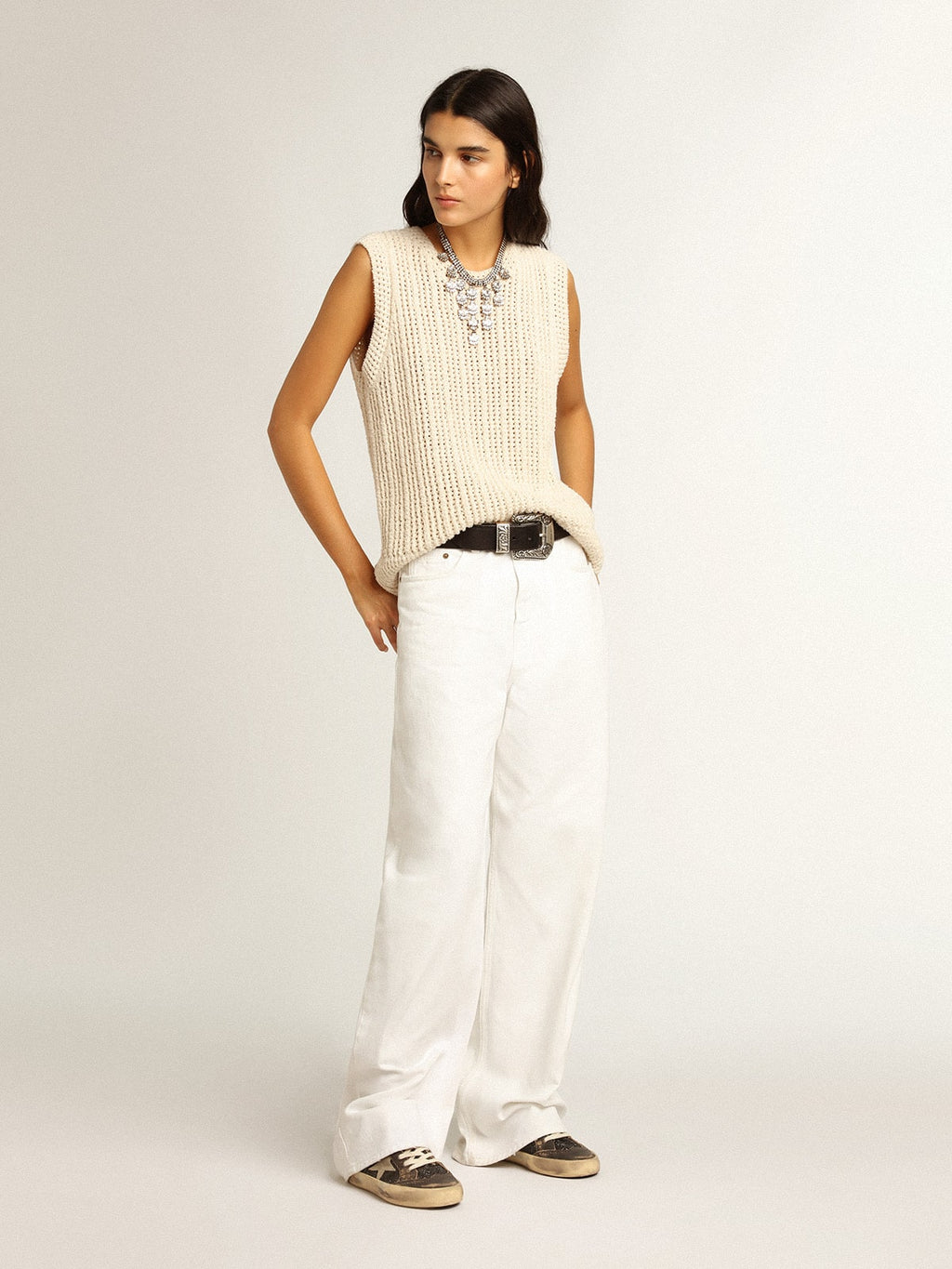 Women’s Mid Star in black glitter with dove-gray suede star and heel tab