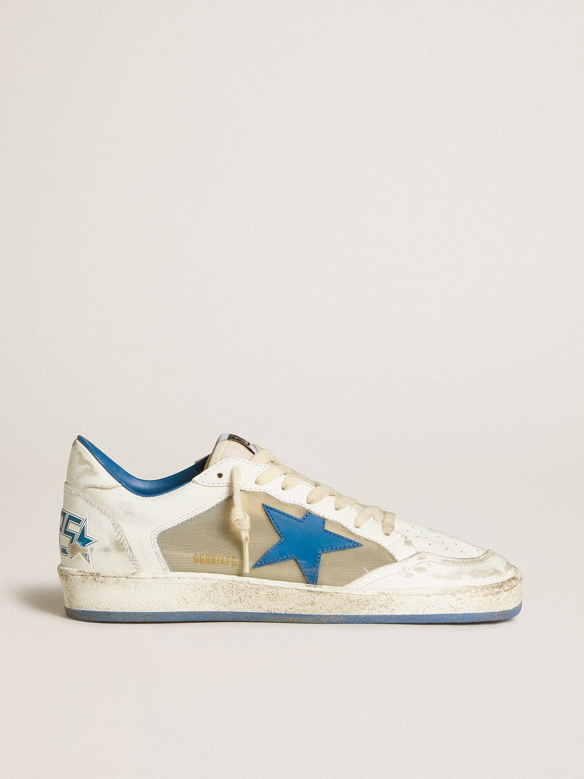 Women’s Ball Star LAB in white leather with light blue leather star and white heel tab