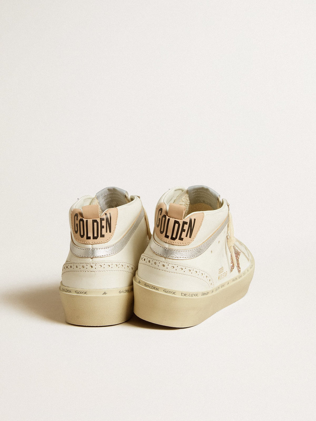 Mid Star with glitter star and metallic silver leather flash