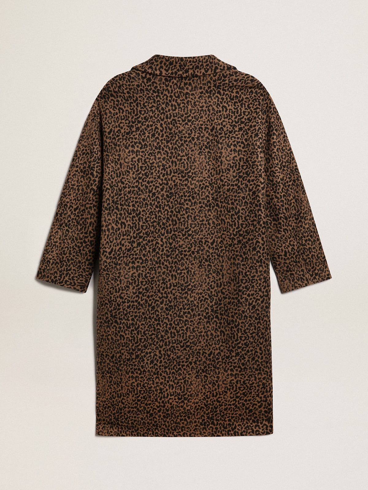 Women's single-breasted cocoon coat in wool with jacquard motif