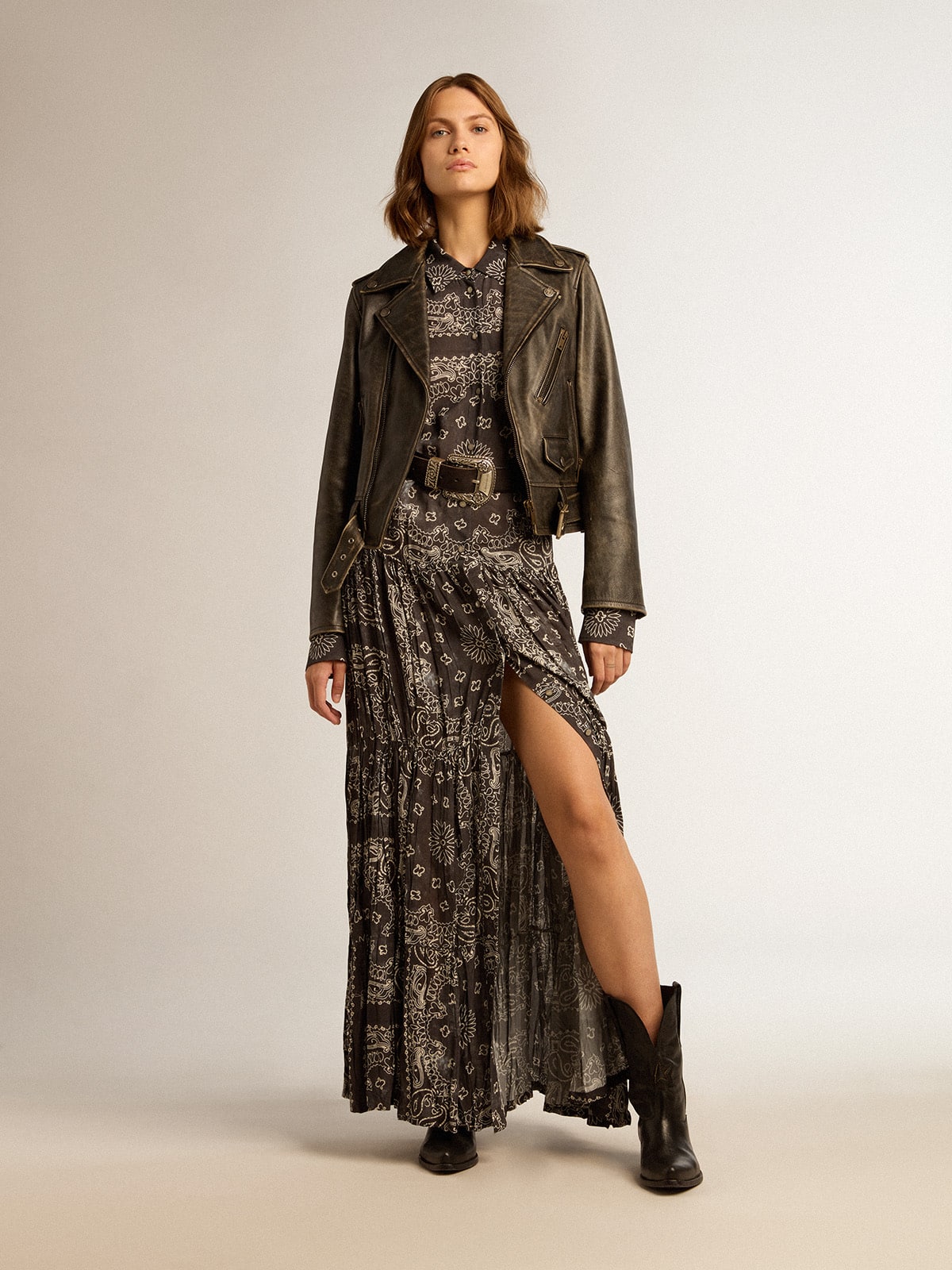 Women's leather biker jacket