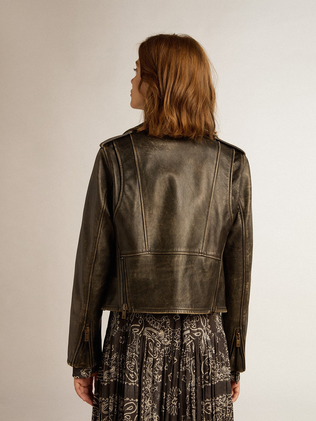 Women's leather biker jacket