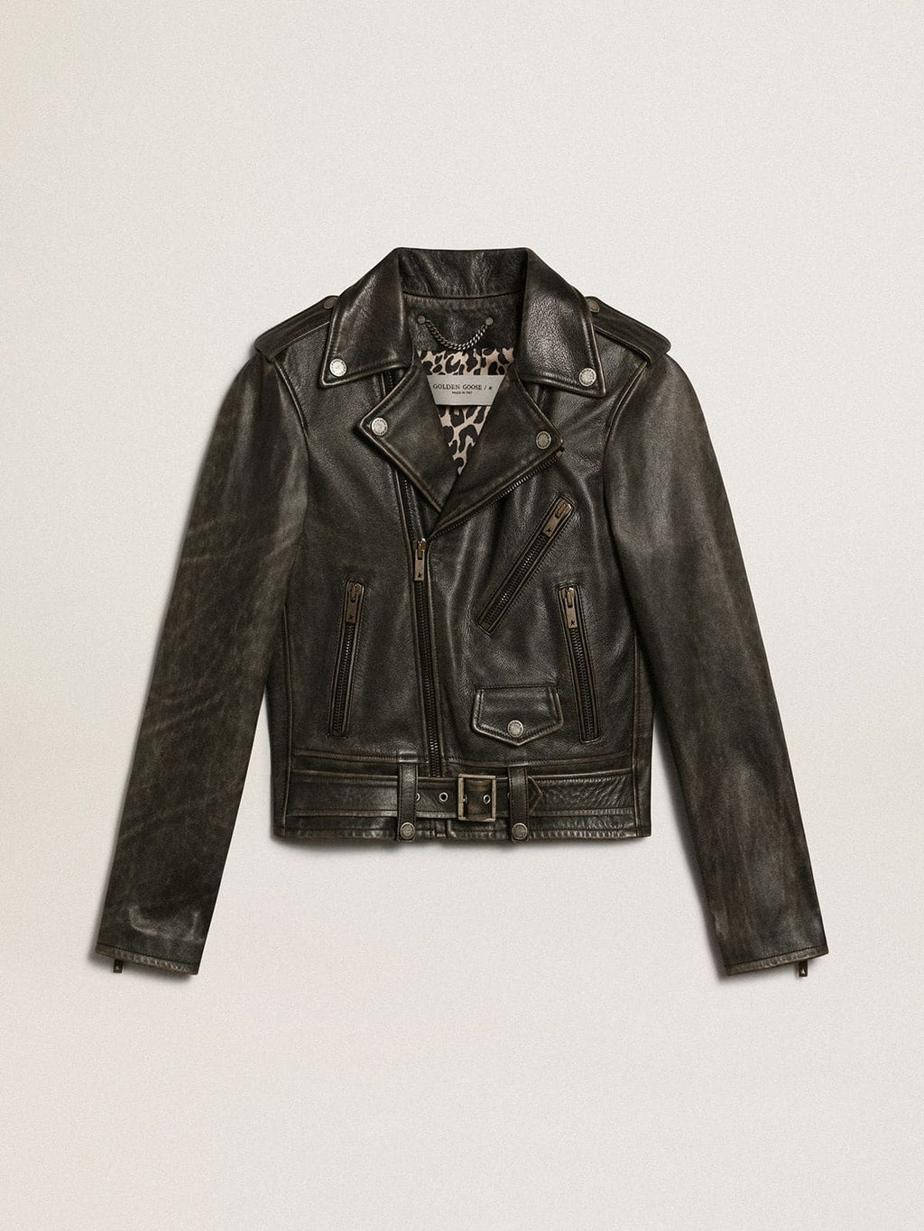 Women's leather biker jacket