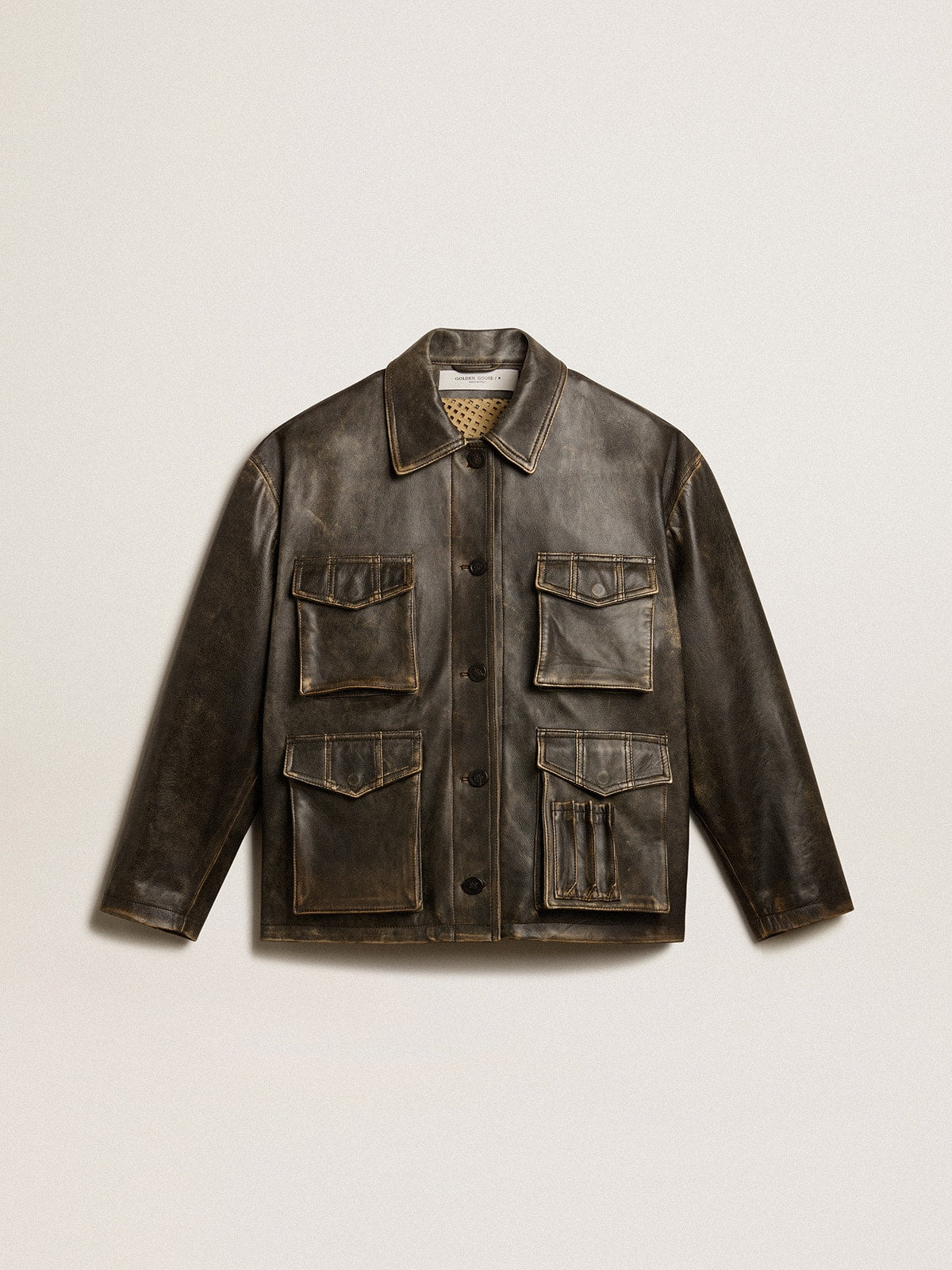 Women's aged brown nappa leather jacket
